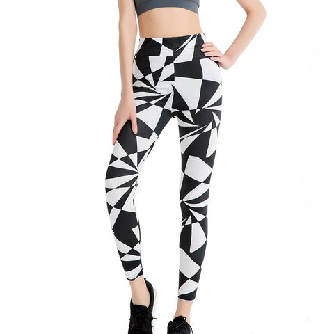 Black And White Geometric Pattern Leggings