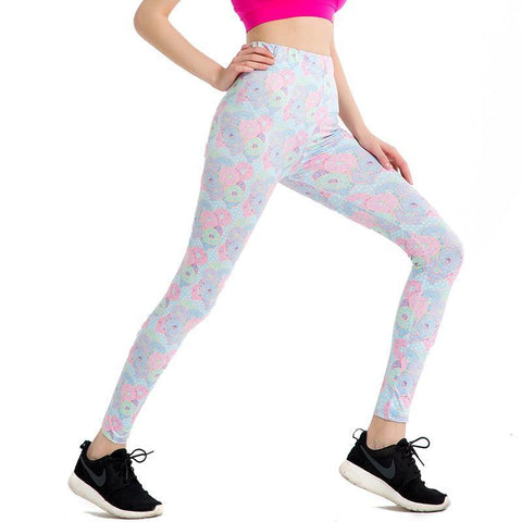 Blue Kawaii Donut Printed Leggings