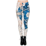 Blue Floral Printed Leggings