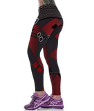 Red and Black Waistbelt Print Legging