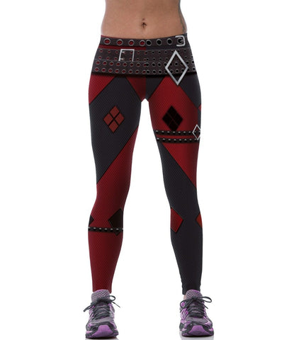 Red and Black Waistbelt Print Legging