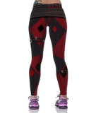 Red and Black Waistbelt Print Legging