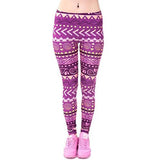 Purple Aztec Geometric Pattern Leggings