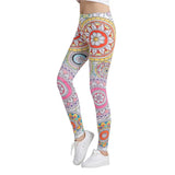 Orange Floral Mandala Pattern Leggings