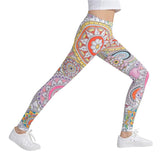 Orange Floral Mandala Pattern Leggings