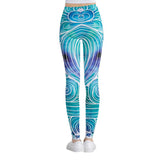 Blue Floral Pattern Leggings