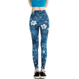 Blue Snow Space Floral Leggings