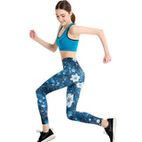 Blue Snow Space Floral Leggings