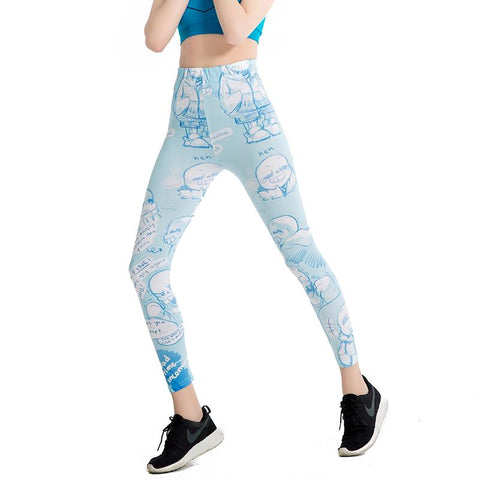 Blue Kawaii Cartoon Leggings