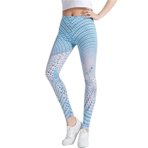 Blue Geometric Pattern Leggings