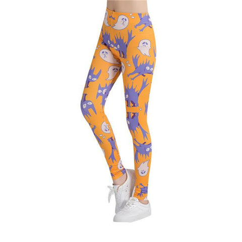 Orange Ghost Cat Leggings