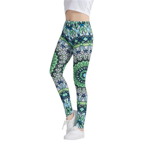 Green Black Mandala Leggings