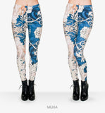 Blue Floral Printed Leggings